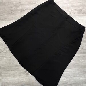 Talbots Black A Line Knee Length Zipper Skirt Women 12P Petite NWT